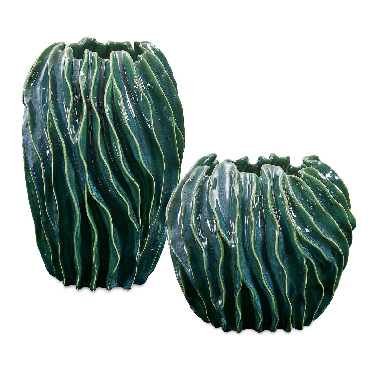Veridian Ridge Indoor-Outdoor Vases, S/2