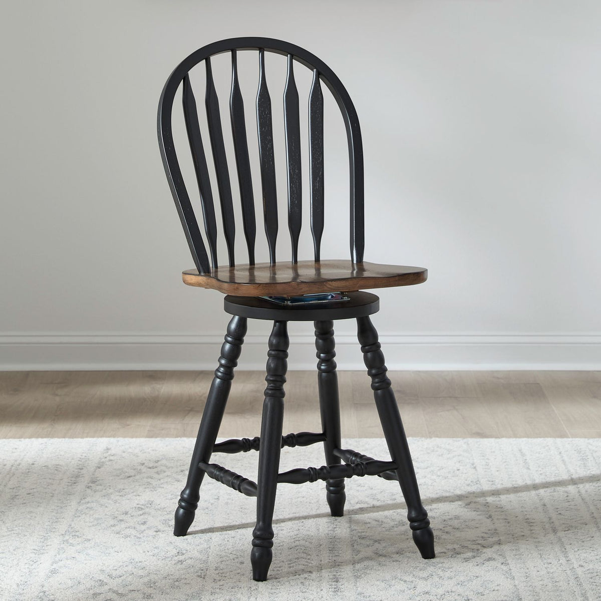 186B-B100324 - Windsor Swivel Counter Chair - Black - Liberty Furniture