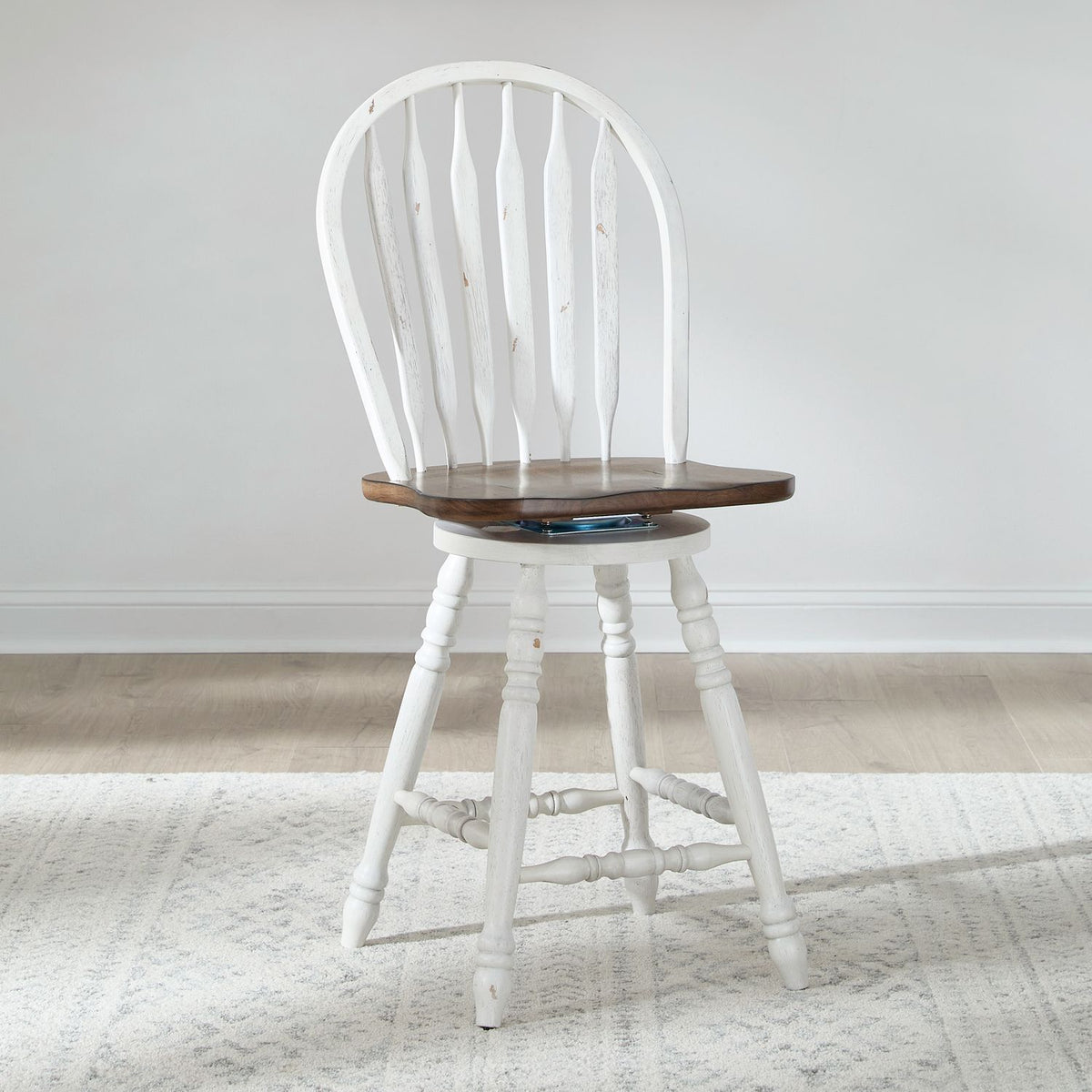186W-B100324 - Windsor Swivel Counter Chair - White - Liberty Furniture