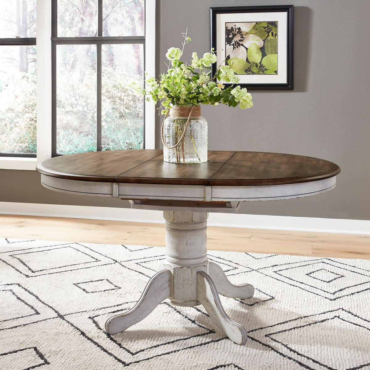 186W-P4257 - Oval Pedestal Table Base- White - Liberty Furniture