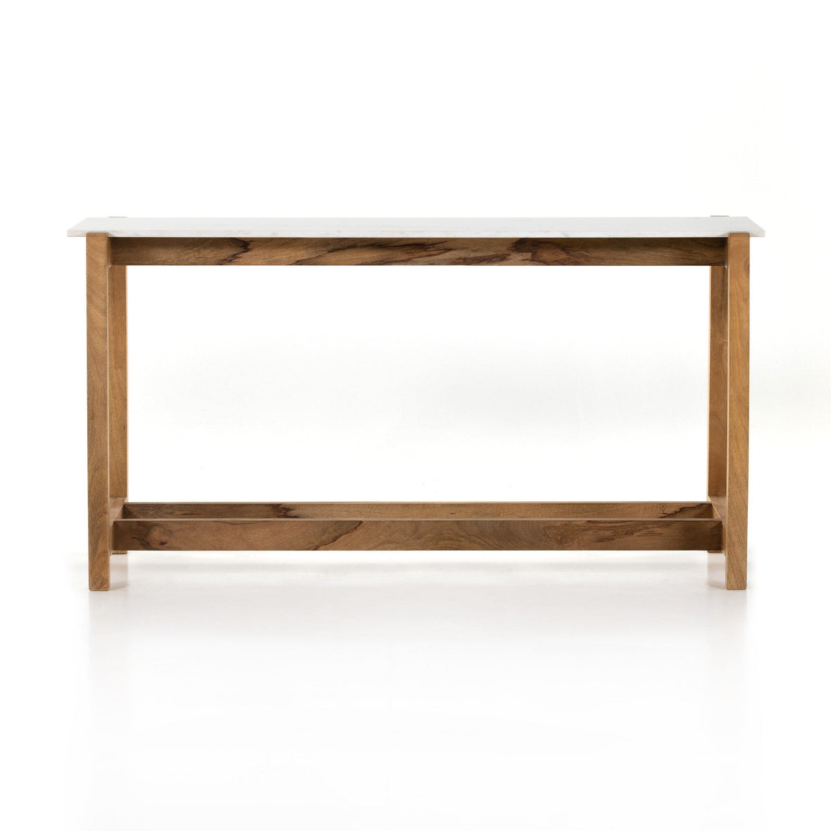 a wooden table with a white top