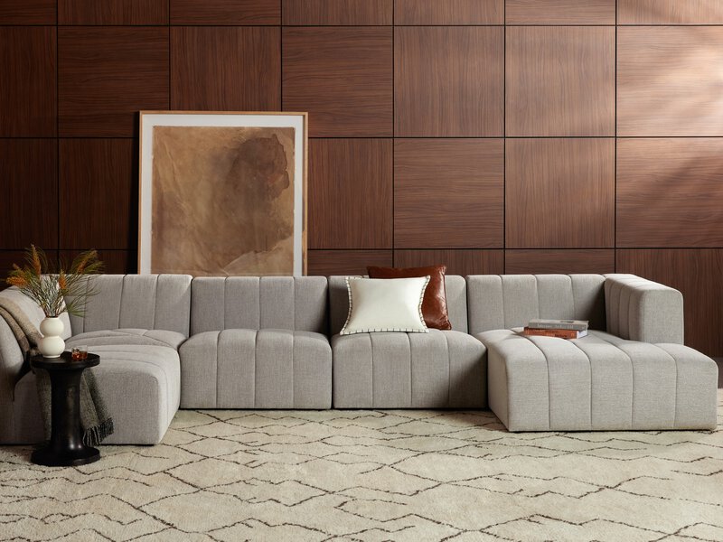 Langham Channeled 5 Pc Sectional W/ Raf Chaise