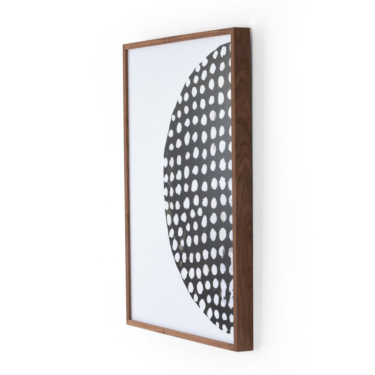 a picture frame with a black and white circle