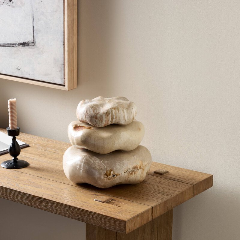 Petrified Wood Organic Sculpture, Set Of 3