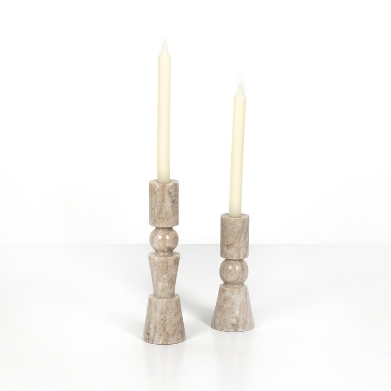 Rosette Taper Candlesticks, Set Of 2