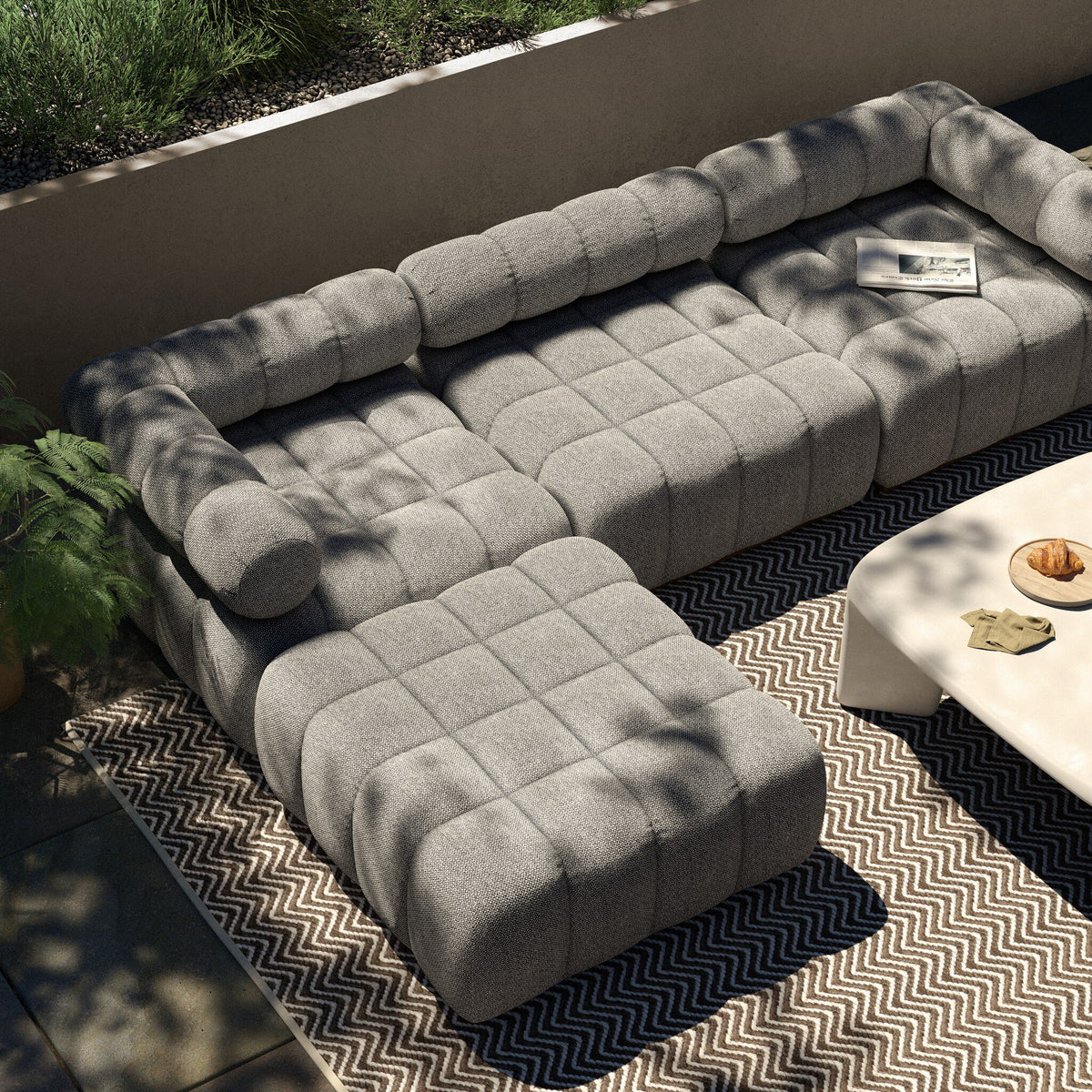 Roma Outdoor 3pc Sectional W/ Ottoman