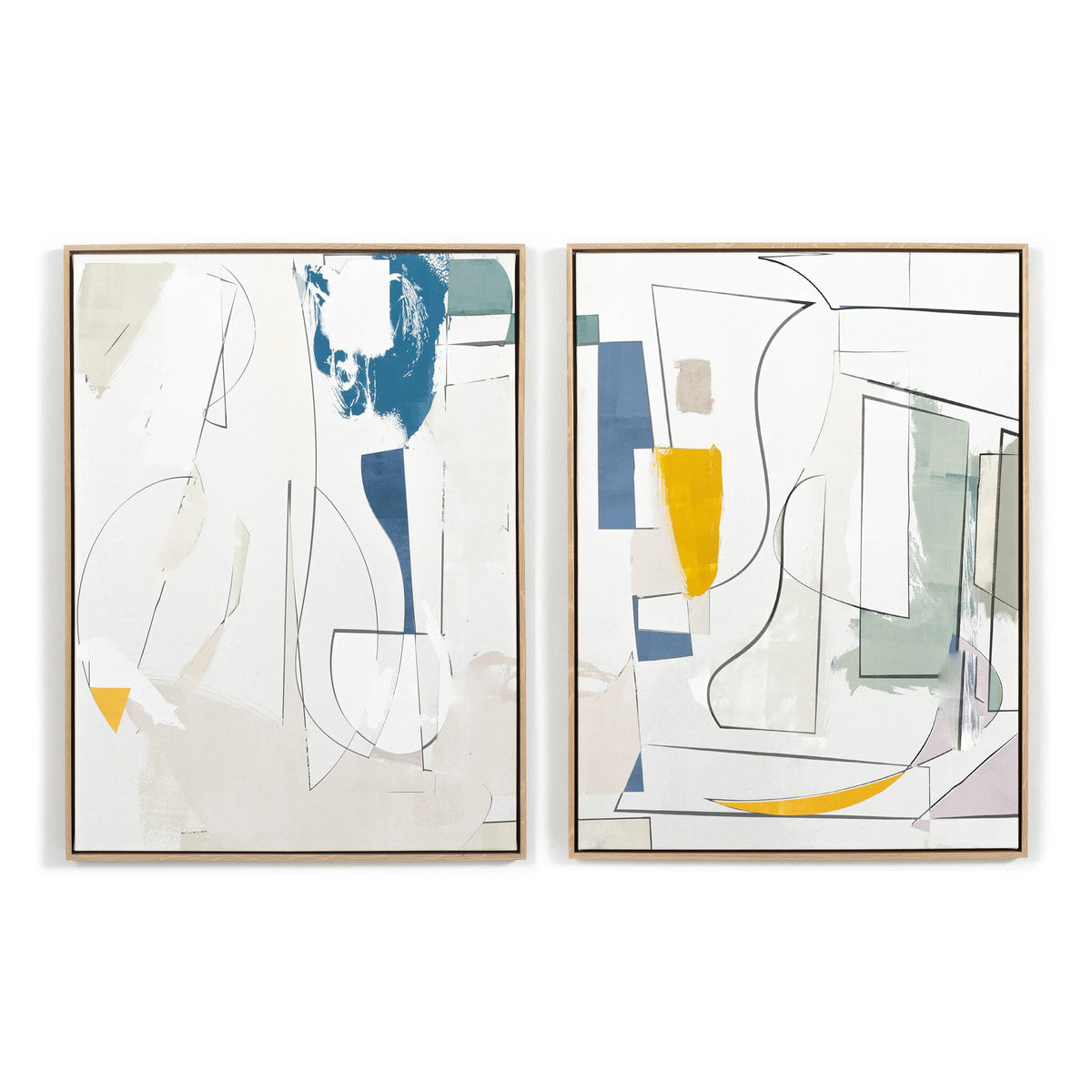 two art pieces on a wall