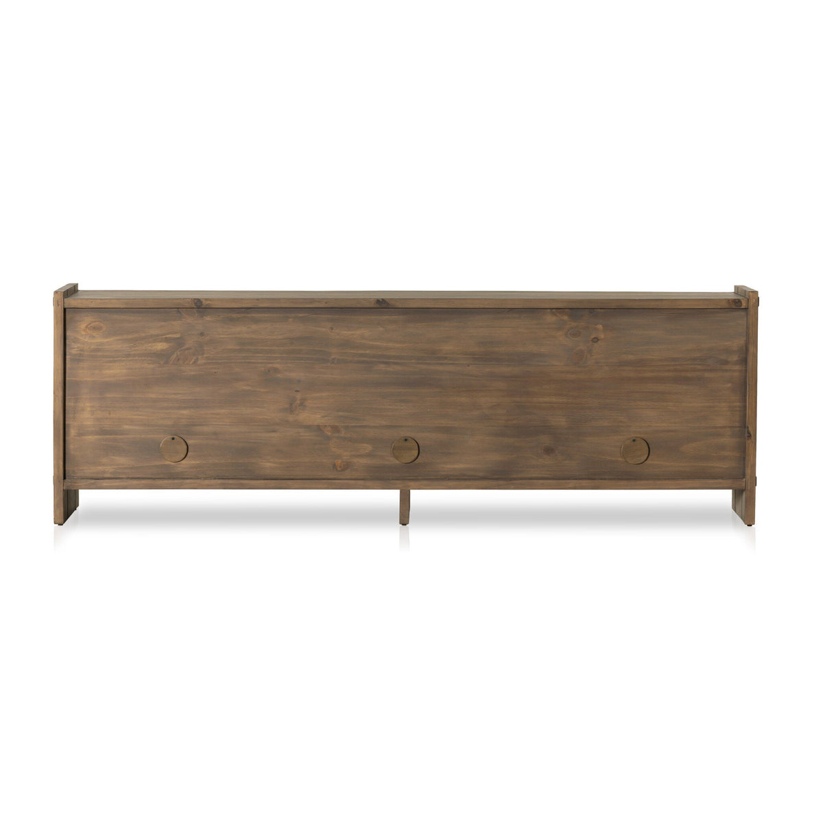 a wooden bench with three holes