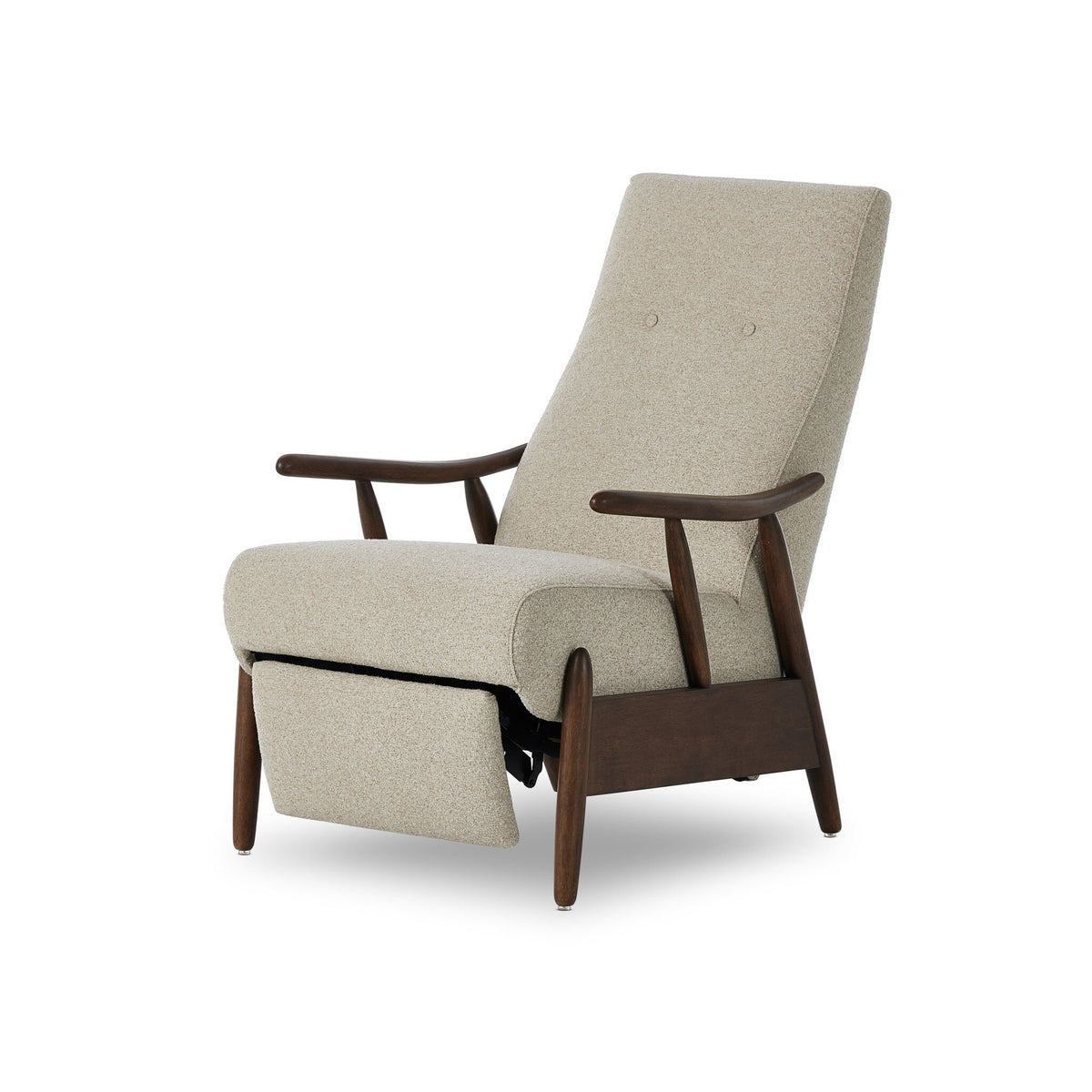 a white recliner with a foot rest
