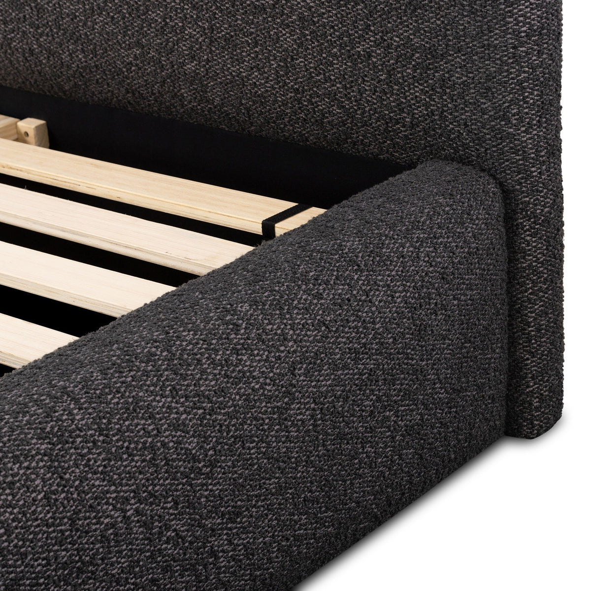 a close up of a bed
