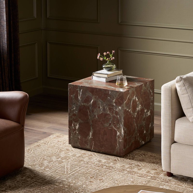 Modern Marble Plinth End Table