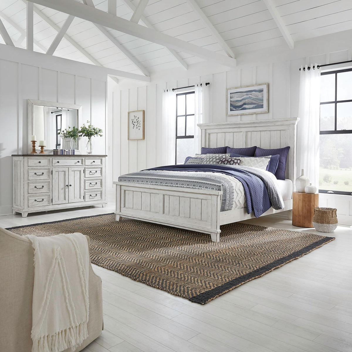 237-BR-KPBDM - King Panel Bed, Dresser & Mirror - Liberty Furniture