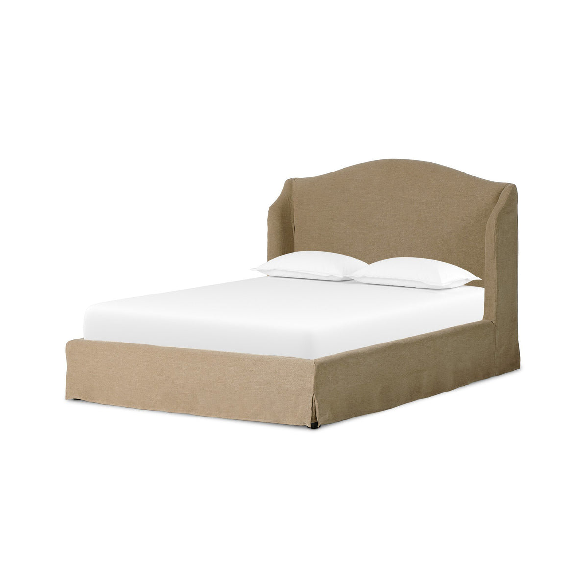 a bed with white sheets and a white sheet on it