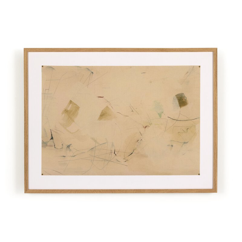 a picture frame with a beige and blue painting