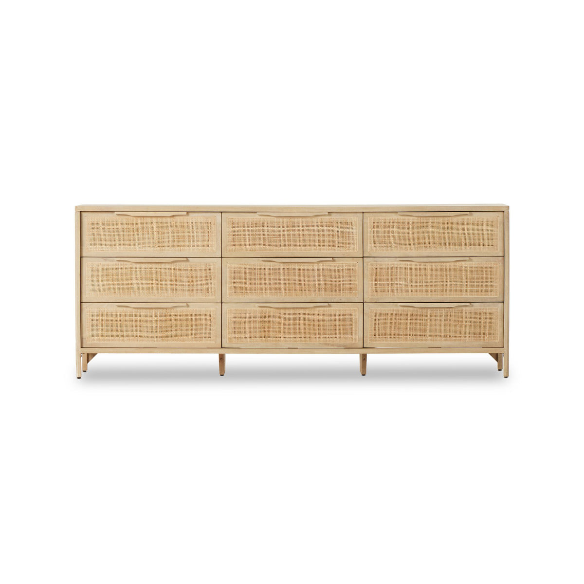 a wooden dresser with drawers