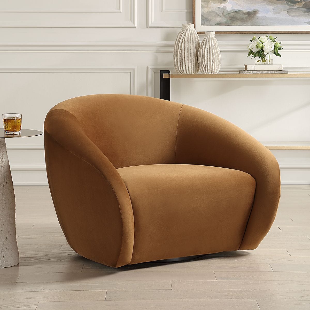 DeSoto Swivel Chair, Hazlenut