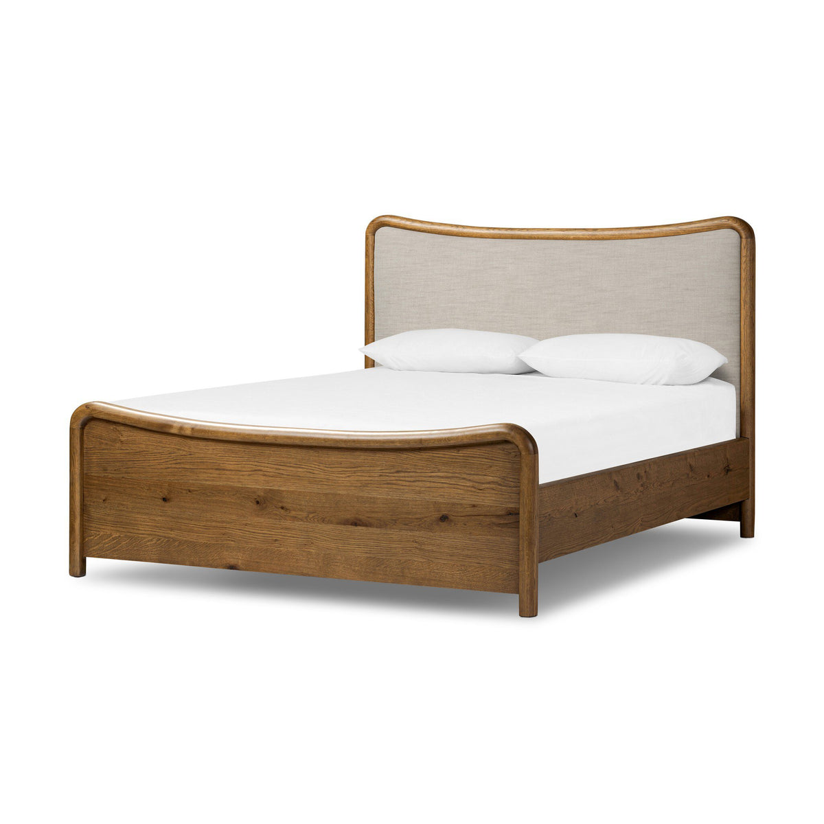 a bed with a white sheet on it