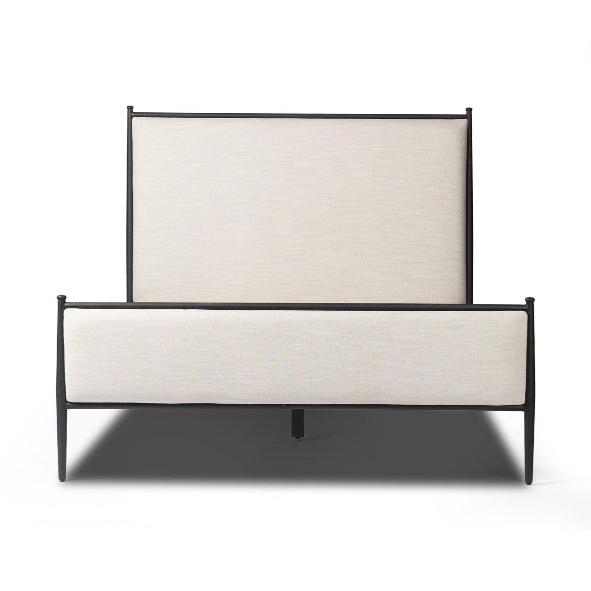 a white and black bed