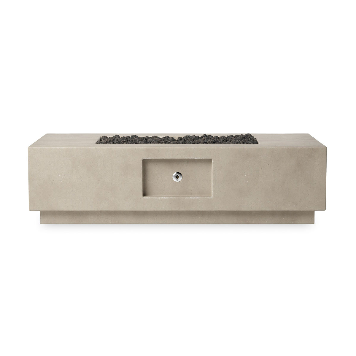 a rectangular stone fire pit