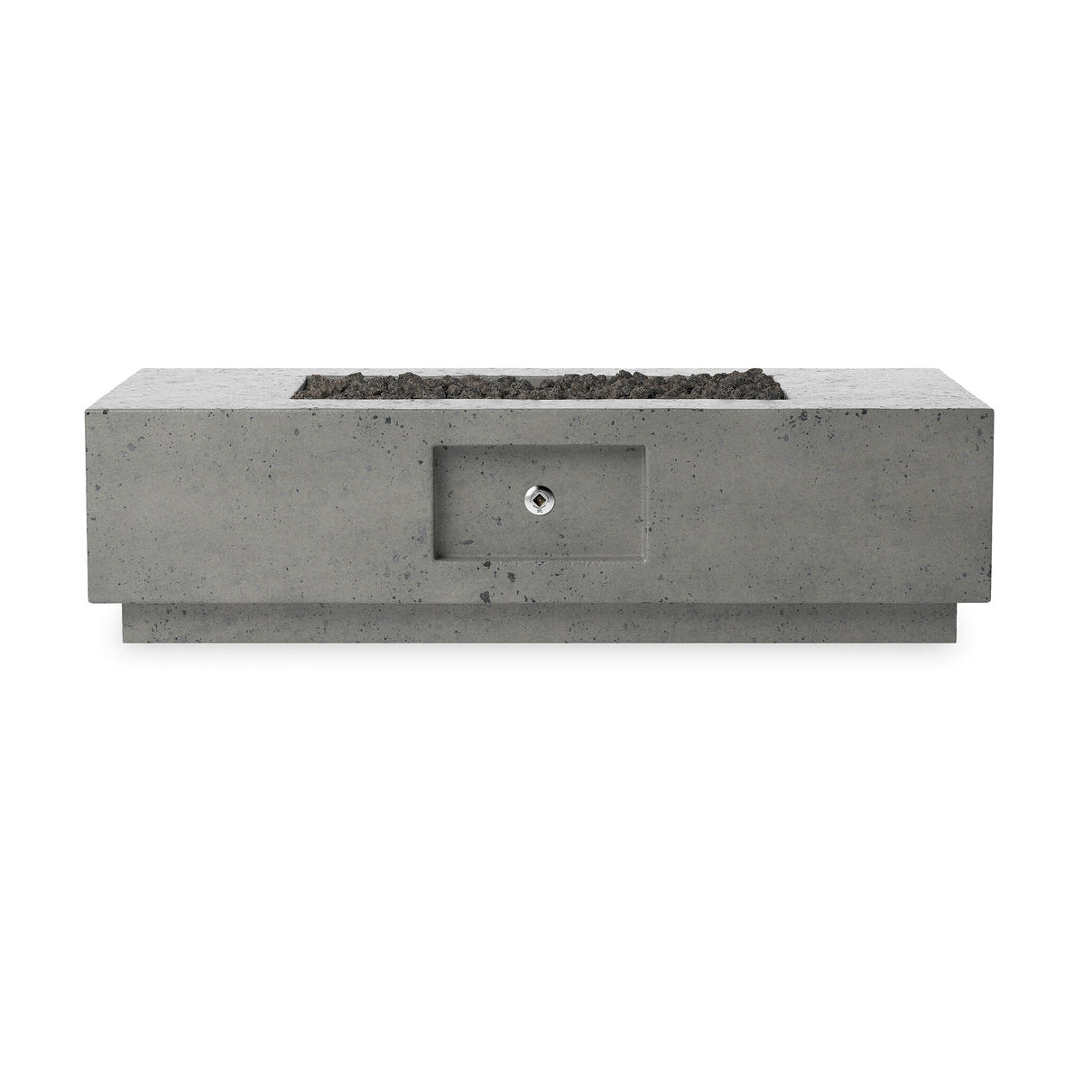 a rectangular stone fire pit