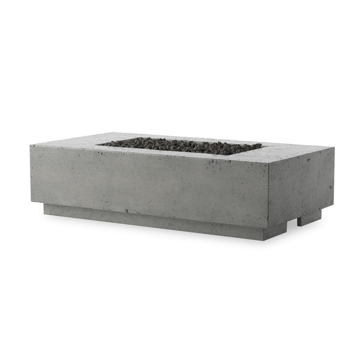 a rectangular stone fire pit