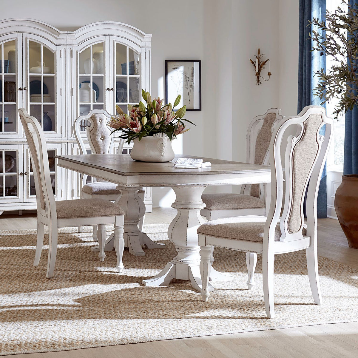 244-DR-O52PS - Opt 5 Piece Double Pedestal Table Set - Liberty Furniture