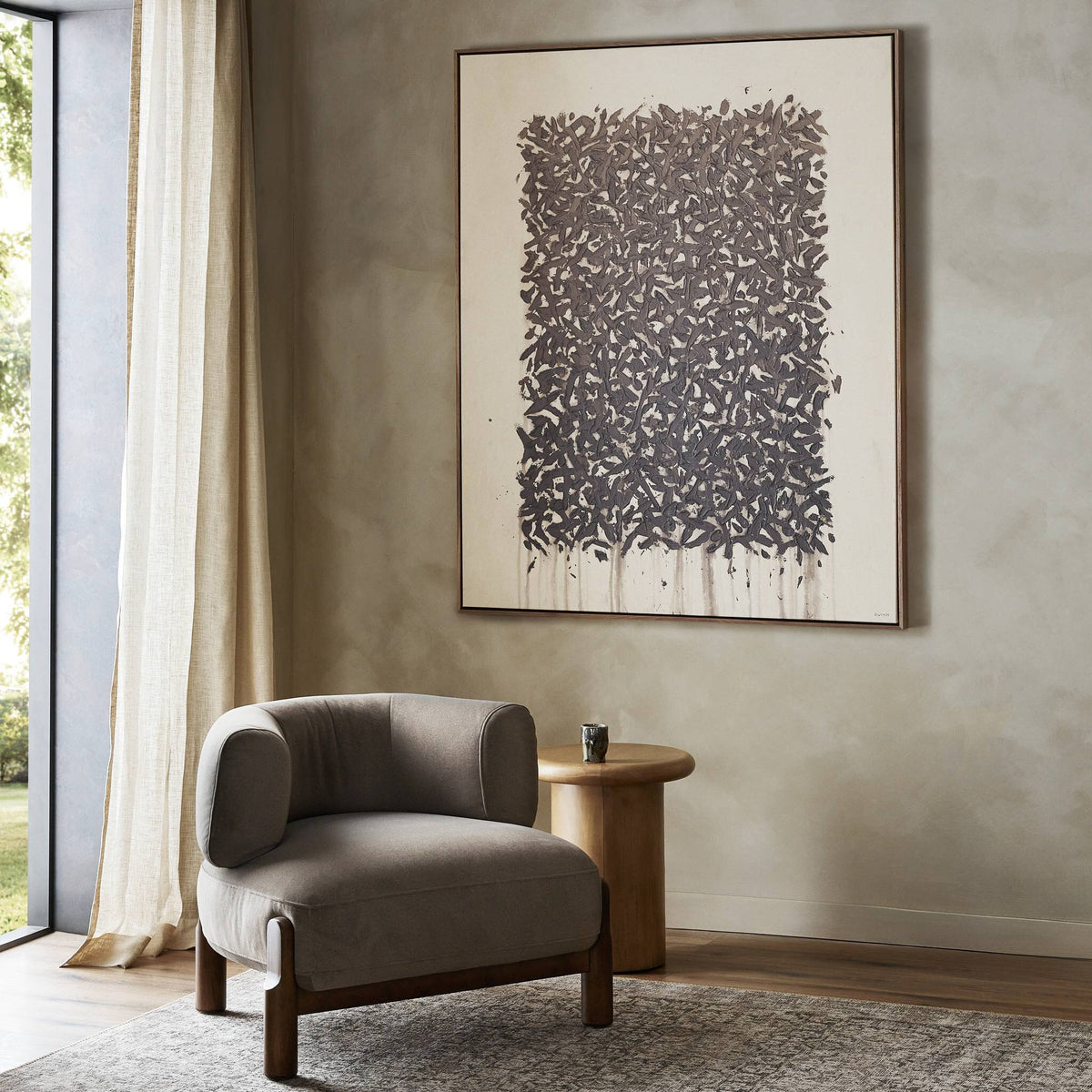 a chair and a table in a room