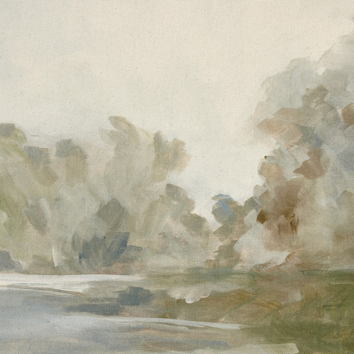a painting of trees and a road
