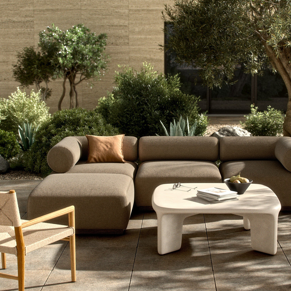 Lenox Outdoor 3pc Sectional W/Ottoman