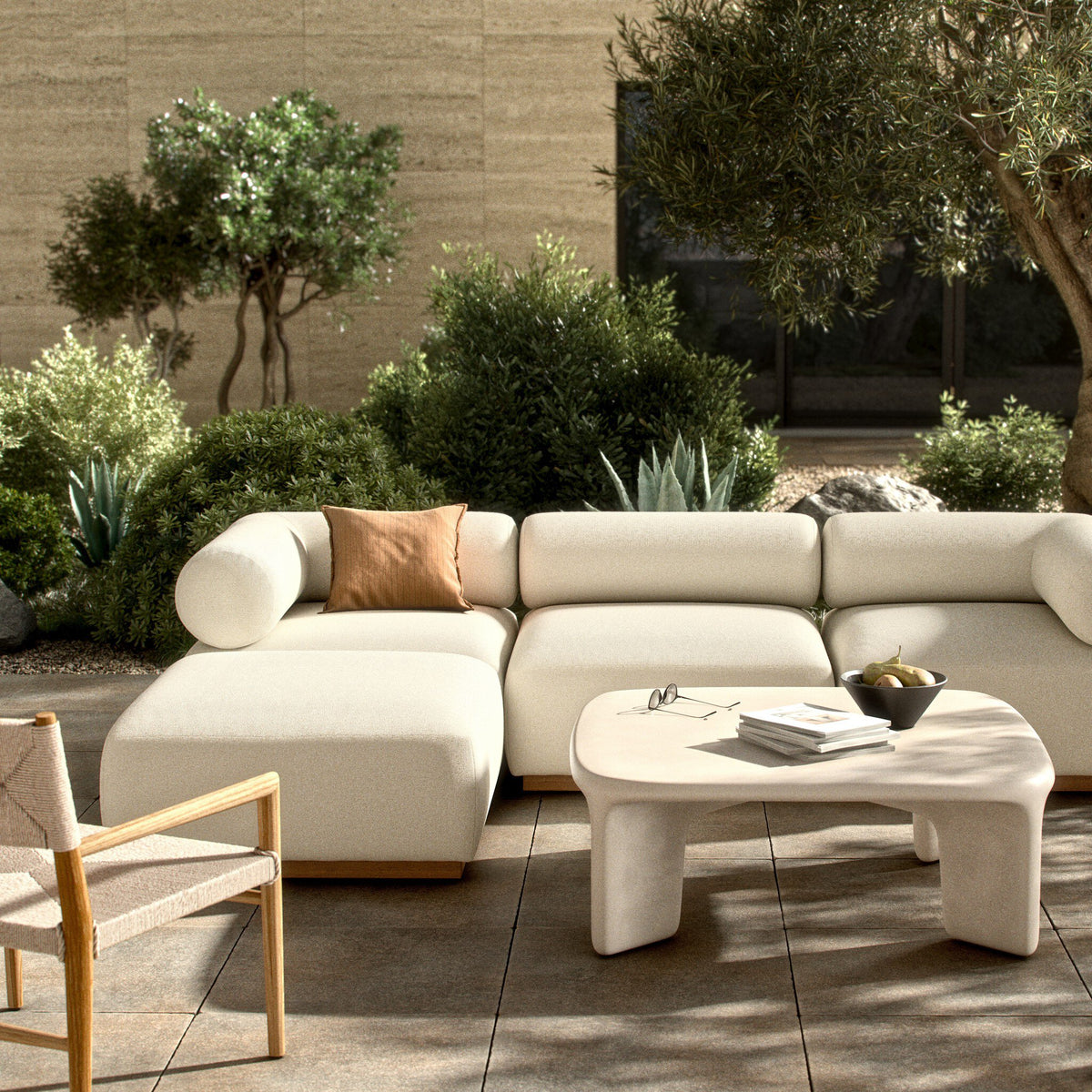 Lenox Outdoor 3pc Sectional W/Ottoman