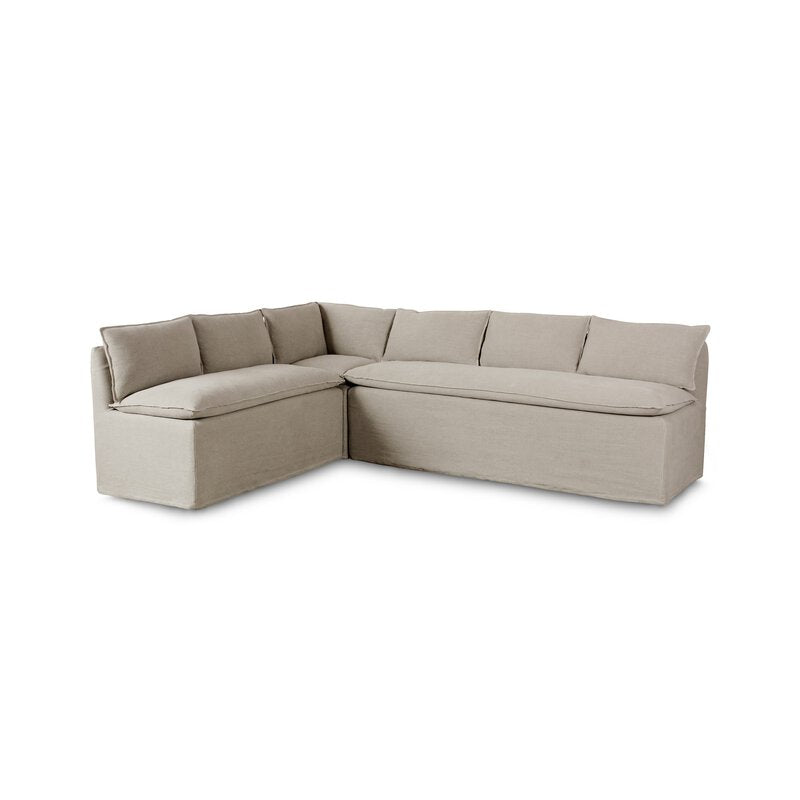 Andre Slipcover Dining Banquette, L-Shape 104"