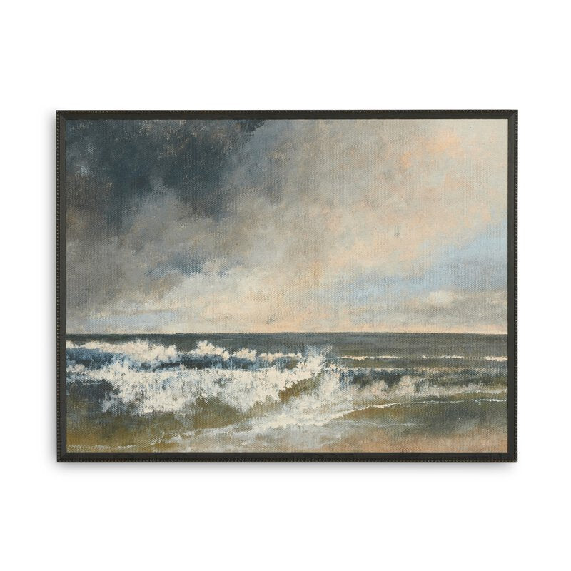 a painting of waves crashing on the beach