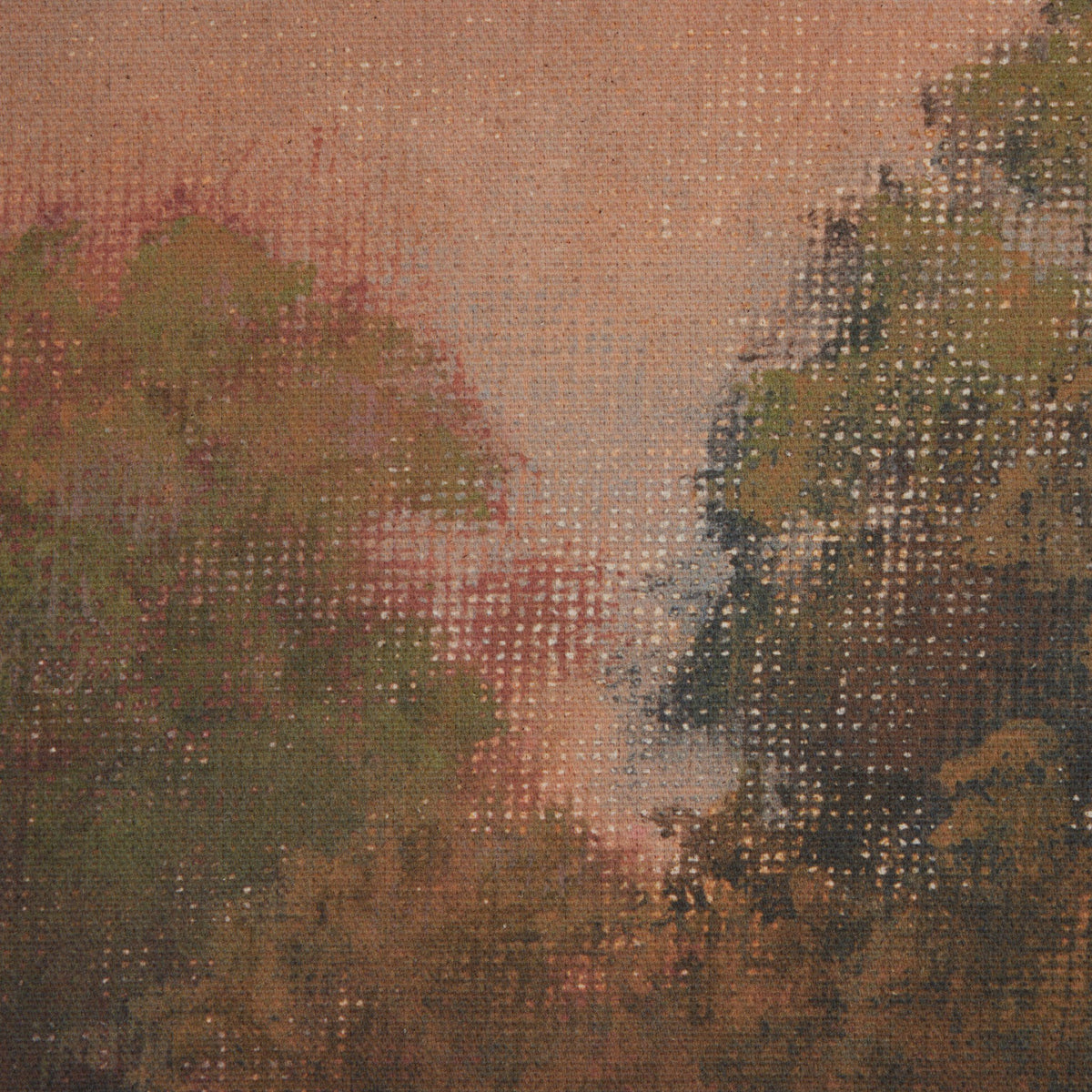 a canvas with trees in the background