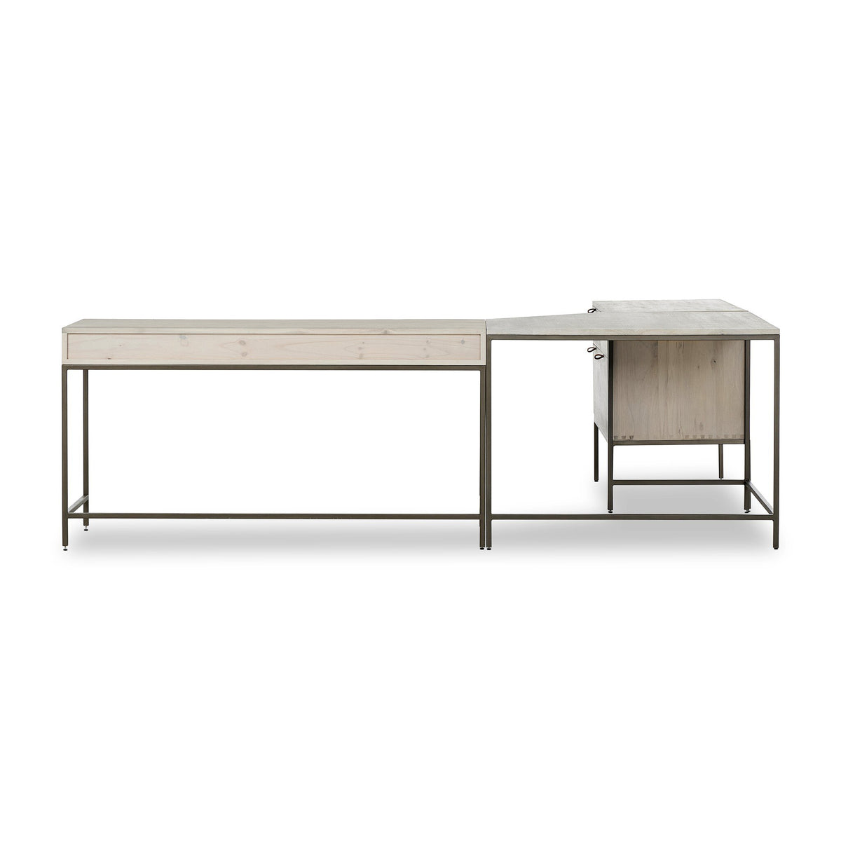 Trey Desk System With Wide Filing Cabinet