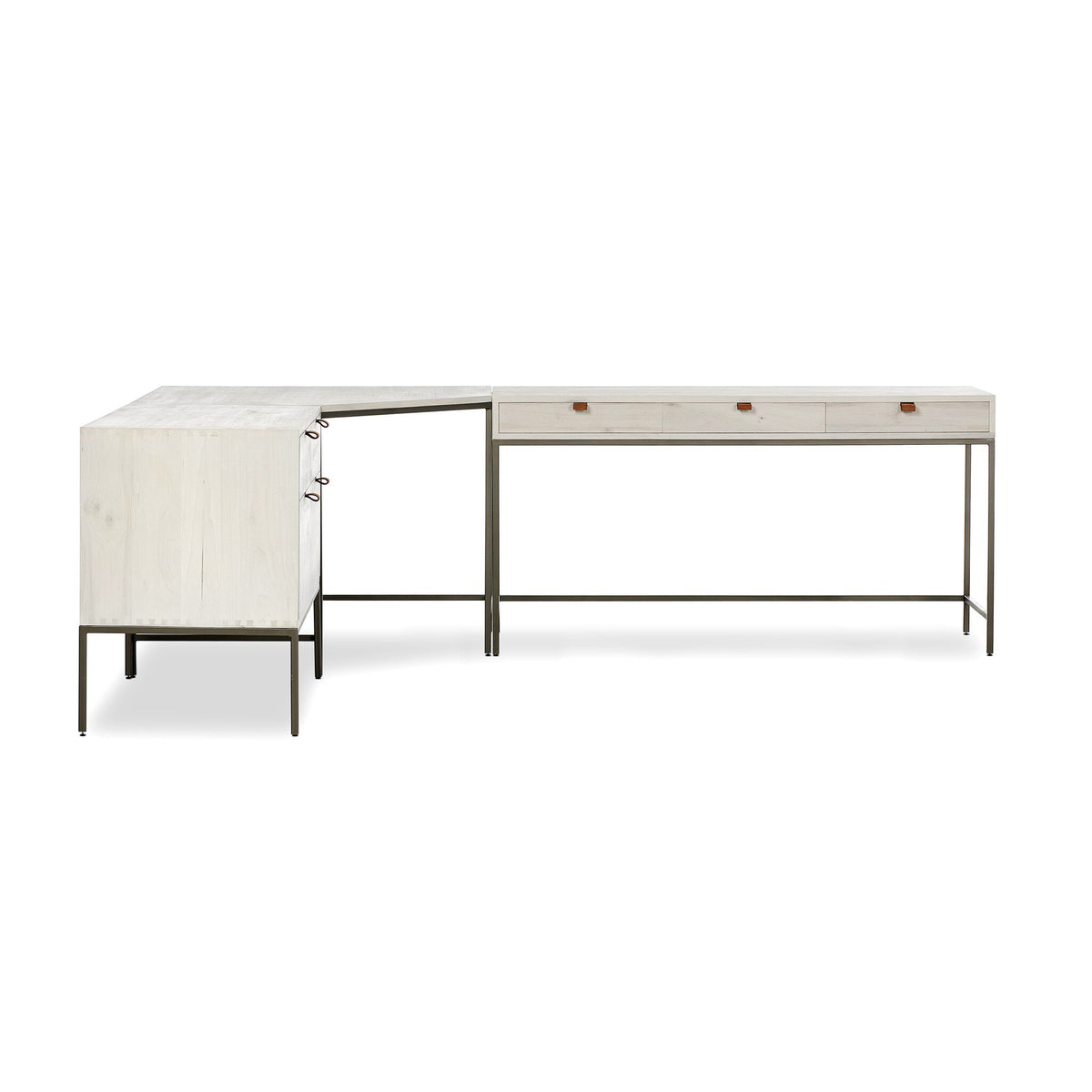 Trey Desk System With Wide Filing Cabinet