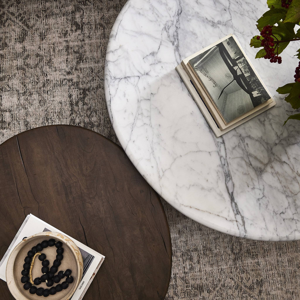 Stuart Marble Large & Wood Small Coffee Table