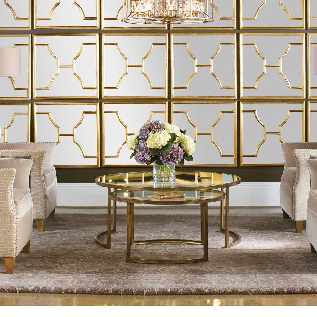 Rhea Nesting Coffee Tables, Gold, S/2