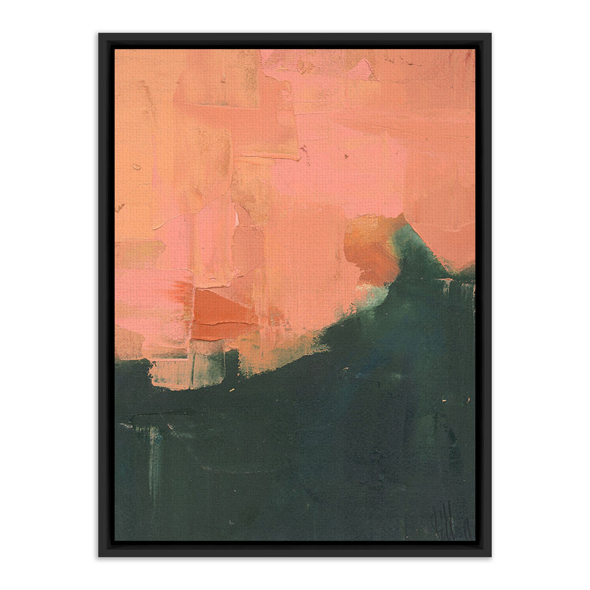 a painting of a pink and green color