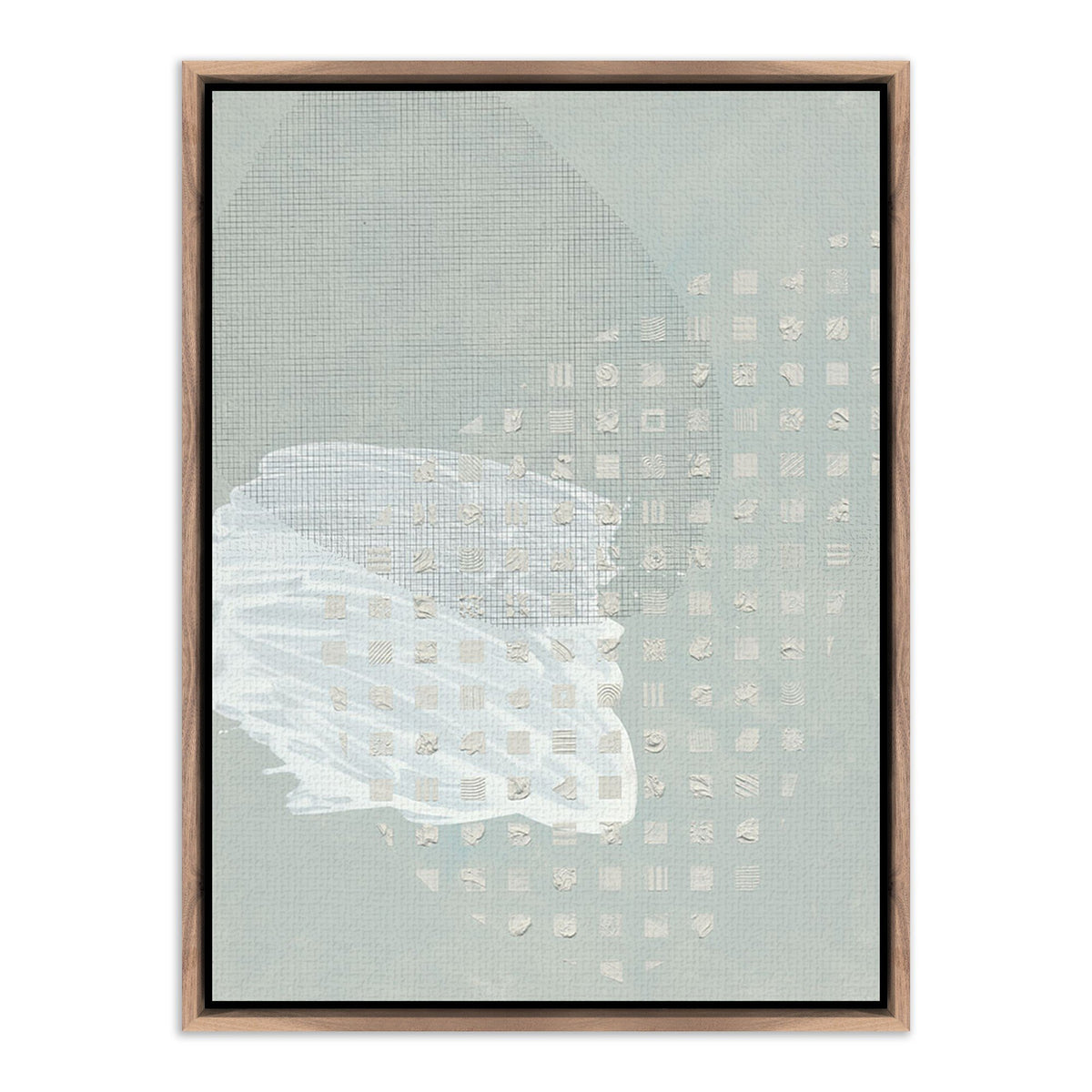 a framed picture of a grey and white painting