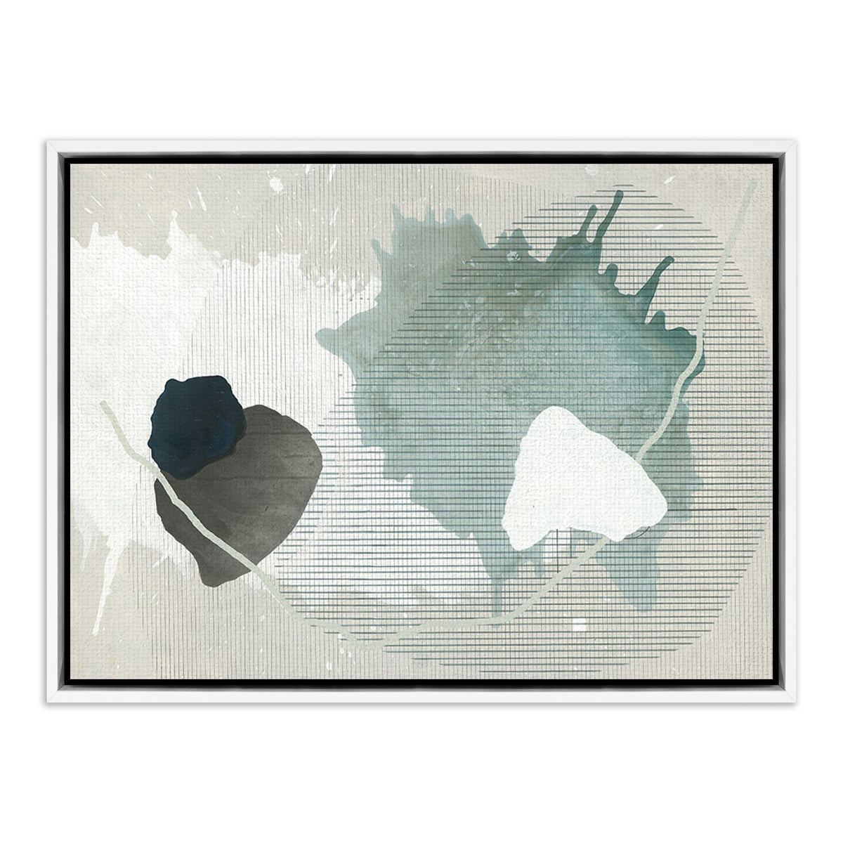 a painting in a white frame