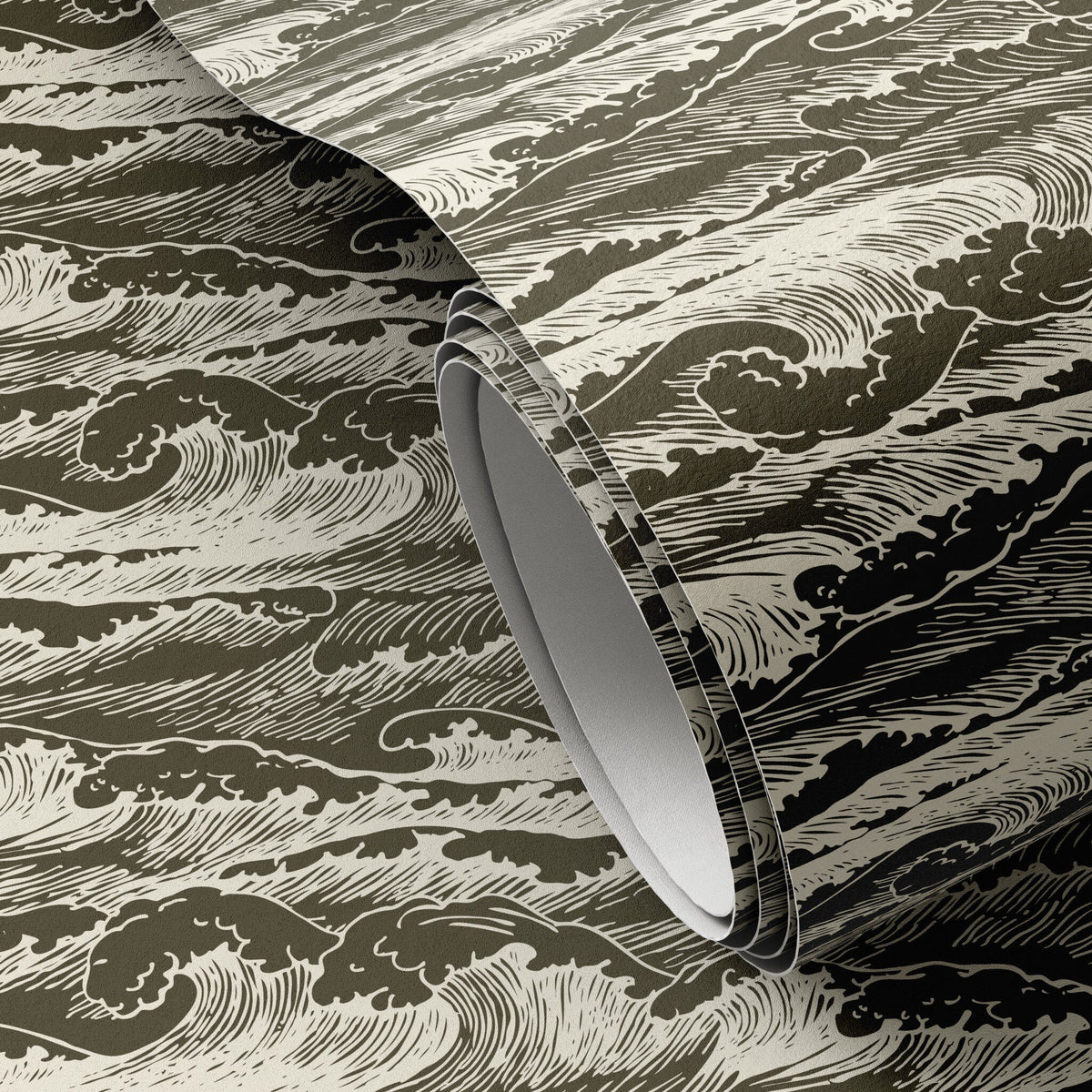 a roll of wallpaper with waves