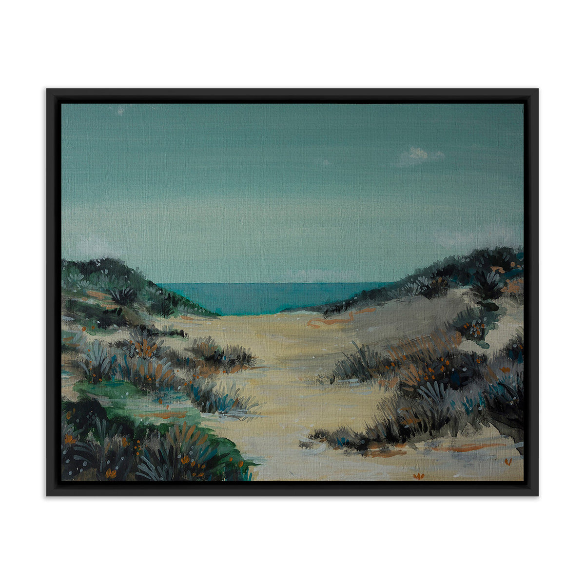 a painting of a beach