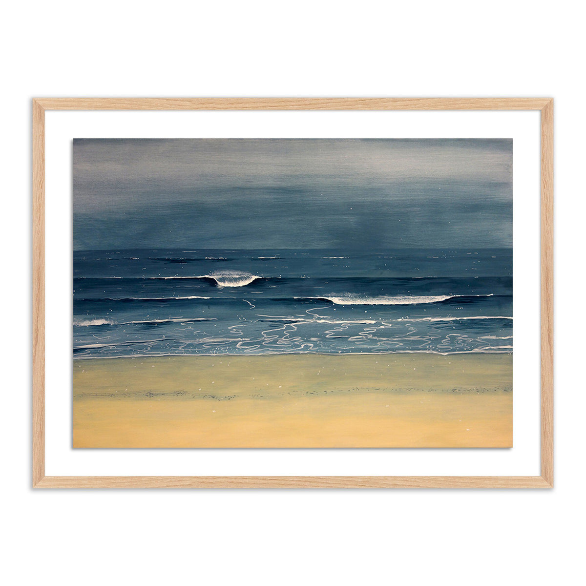 a painting of a beach and waves