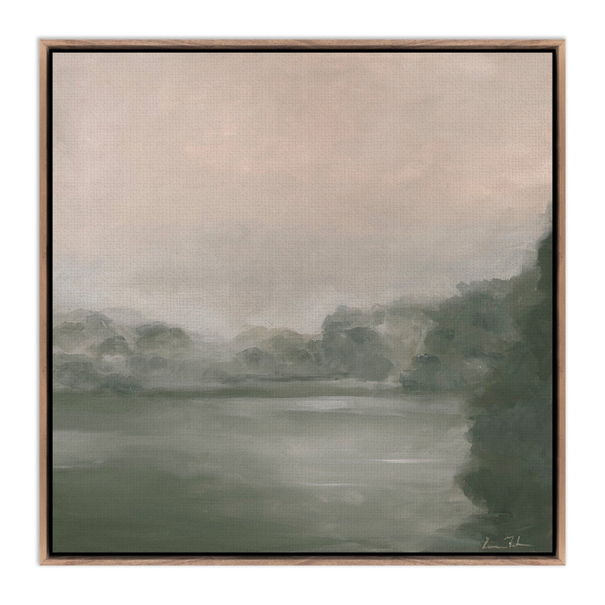 a painting of a lake