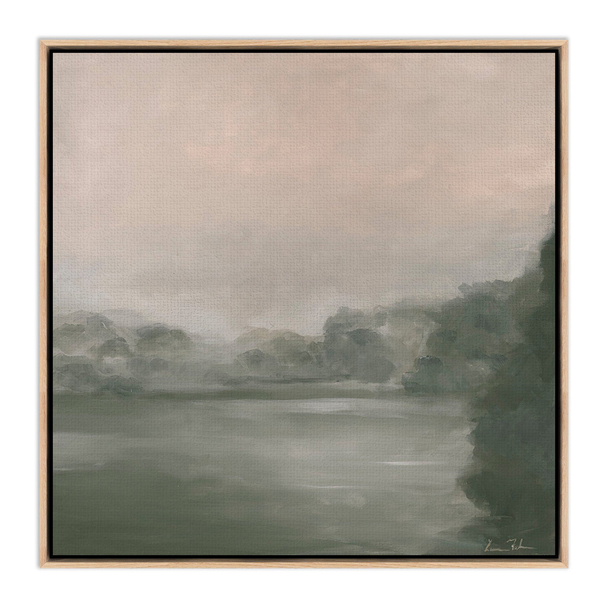 a painting of a lake