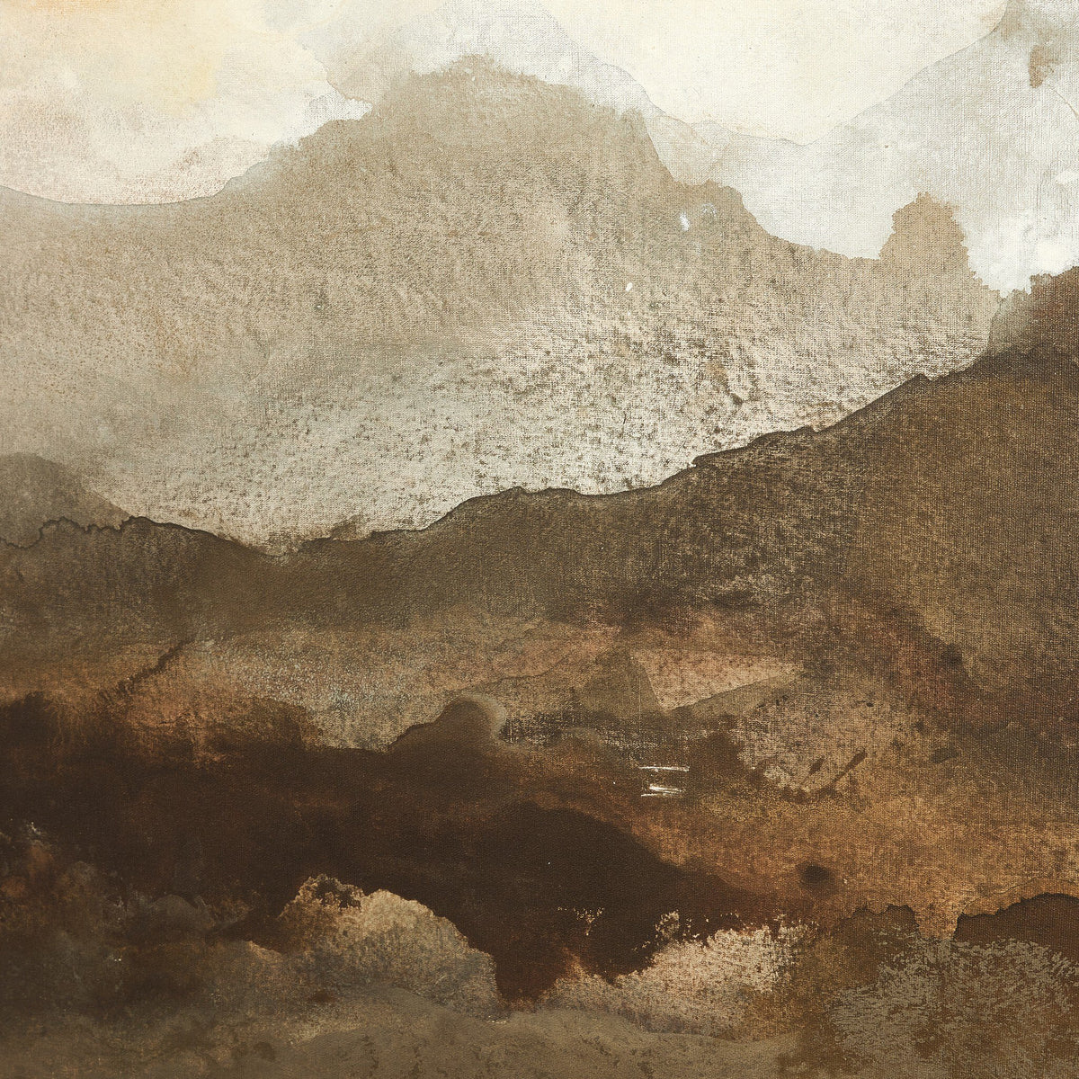a painting of a mountain range