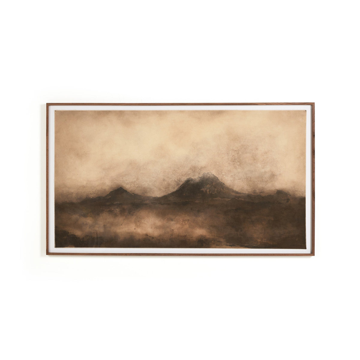 a painting of mountains in a frame