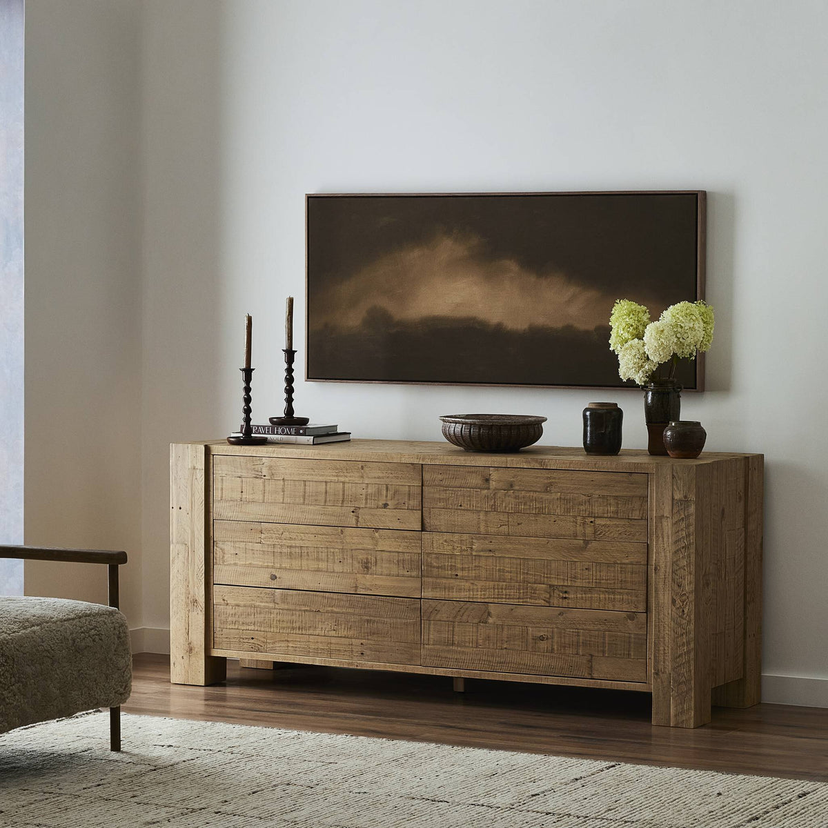a painting on a dresser