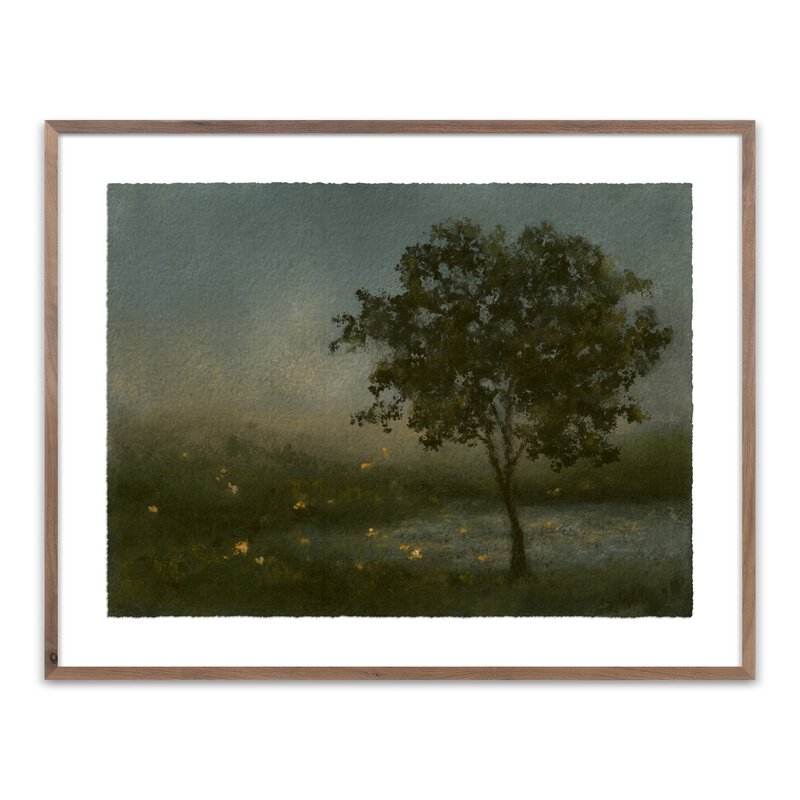a painting of a tree in a field