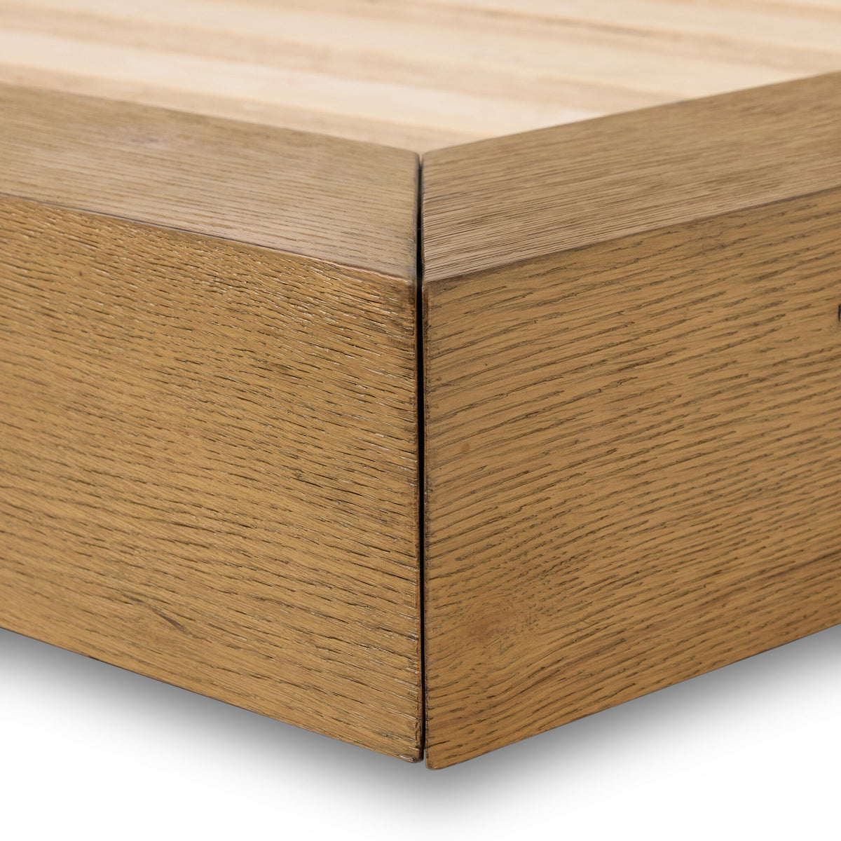 a corner of a wood box